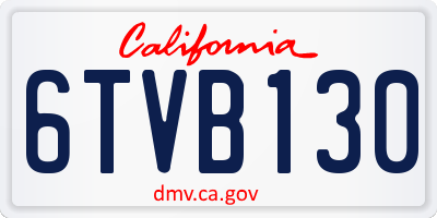 CA license plate 6TVB130