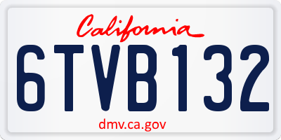 CA license plate 6TVB132