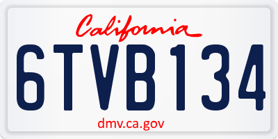 CA license plate 6TVB134