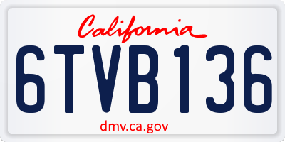 CA license plate 6TVB136