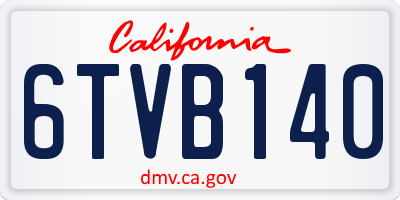CA license plate 6TVB140