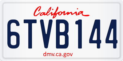 CA license plate 6TVB144