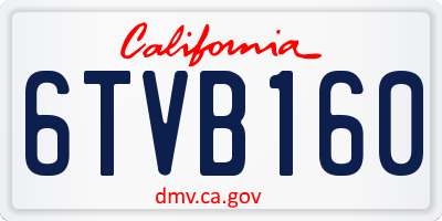 CA license plate 6TVB160