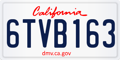 CA license plate 6TVB163