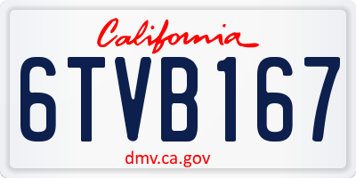 CA license plate 6TVB167