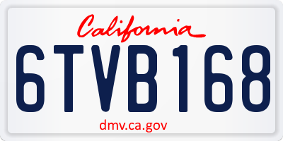 CA license plate 6TVB168