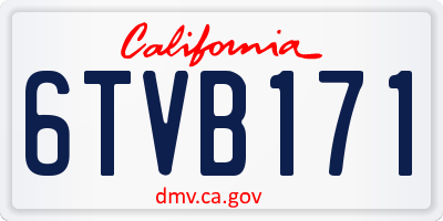CA license plate 6TVB171