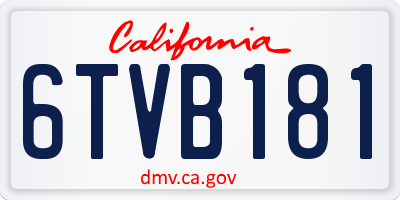 CA license plate 6TVB181