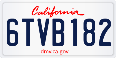 CA license plate 6TVB182