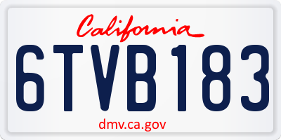 CA license plate 6TVB183