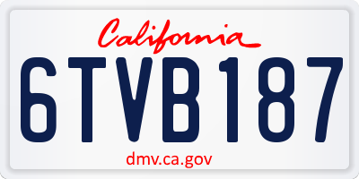 CA license plate 6TVB187