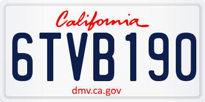 CA license plate 6TVB190