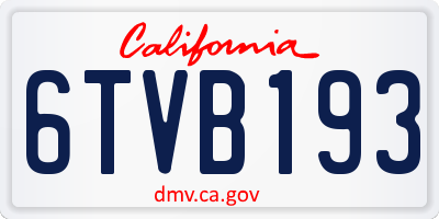 CA license plate 6TVB193