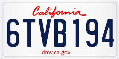 CA license plate 6TVB194