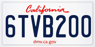 CA license plate 6TVB200