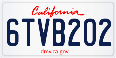 CA license plate 6TVB202