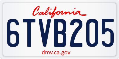 CA license plate 6TVB205