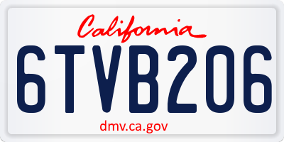 CA license plate 6TVB206