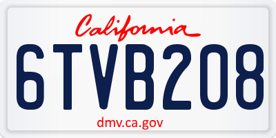CA license plate 6TVB208
