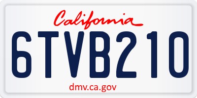 CA license plate 6TVB210