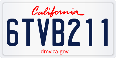 CA license plate 6TVB211