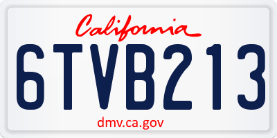 CA license plate 6TVB213