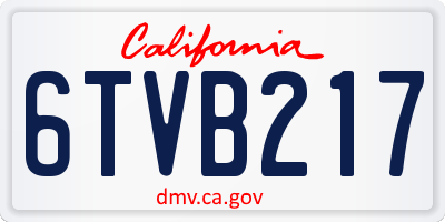 CA license plate 6TVB217