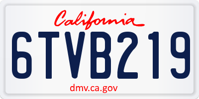 CA license plate 6TVB219