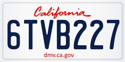 CA license plate 6TVB227