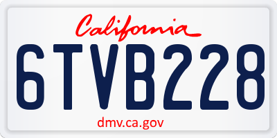 CA license plate 6TVB228