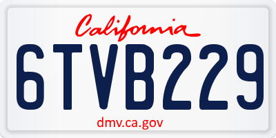 CA license plate 6TVB229