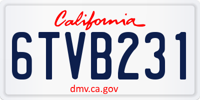 CA license plate 6TVB231