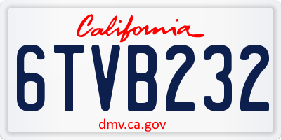 CA license plate 6TVB232