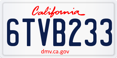 CA license plate 6TVB233