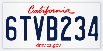 CA license plate 6TVB234