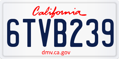 CA license plate 6TVB239