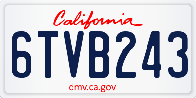CA license plate 6TVB243