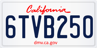 CA license plate 6TVB250