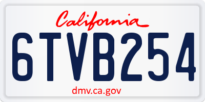 CA license plate 6TVB254
