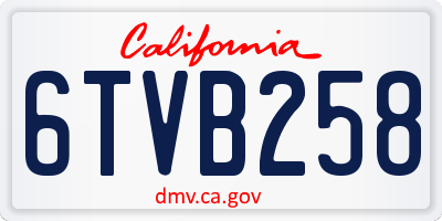CA license plate 6TVB258