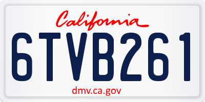 CA license plate 6TVB261