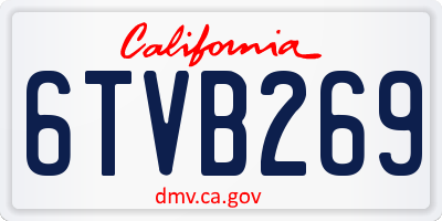 CA license plate 6TVB269