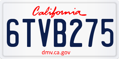 CA license plate 6TVB275