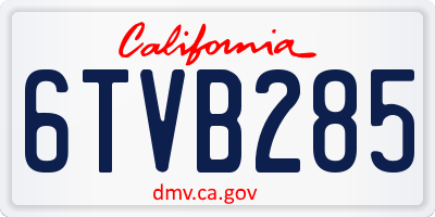 CA license plate 6TVB285