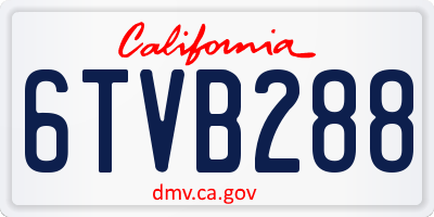 CA license plate 6TVB288