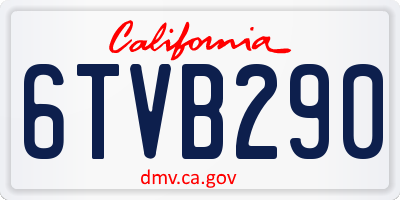 CA license plate 6TVB290