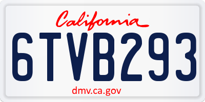 CA license plate 6TVB293