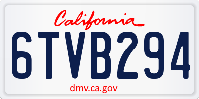 CA license plate 6TVB294