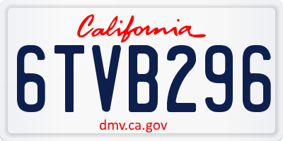 CA license plate 6TVB296