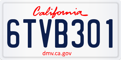 CA license plate 6TVB301